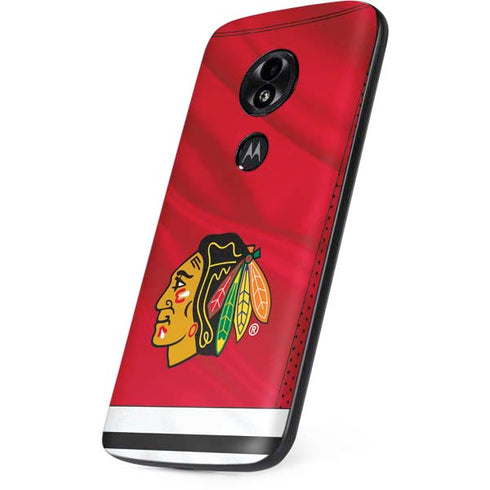 NHL Blackhawks Red Stripes Moto E5 Play Skin